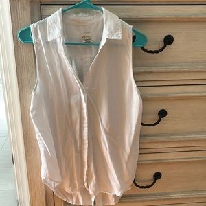 White lyocell tank top button down - cute buttons on back
